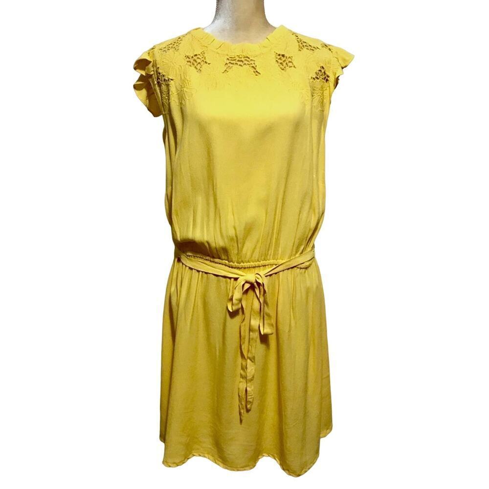 Loft Plus Size NWT Yellow Floral Ruffle Dress Women 22 *Pls See Description*